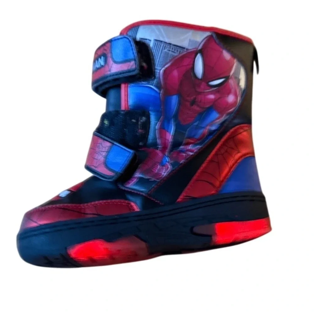 Marvel Spider-Man Boys Light-Up Winter Snow Boots Multicolor Hook & Loop size 10